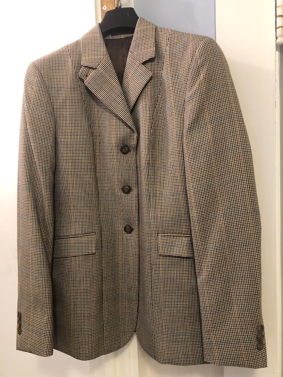 Ladies Houndstooth Hacking Jacket, Size 2R, 100% … - image 1