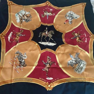 Hermes Vintage Equestrian Silk Scarf