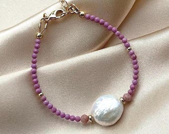 Bracciale in tormalina, gioiello con perle barocche e pietre preziose, eleganza quotidiana, regalo per lei, gioiello di tendenza