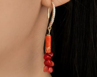 Orecchini pendenti in ametista naturale, gioielli con gemma di diaspro, regalo per donna, gioielli da sposa