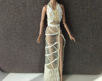 Beaded outfit, dress fit for Fashion dolls 1/6 scale, 11.5-12 inches, 29-32 cm, doll clothes