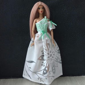 Doll&#39;s outfit, clothes, white wedding long dress for 1/6 scale dolls, 11.5-12 inches, 29-32 cm, bride doll dress clothing
