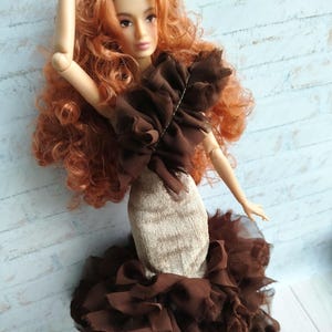 Doll ruffles dress mermaid fit for Fashion dolls 1/6 scale, 11,5-12 inches, 29-32 cm, doll clothing outfit