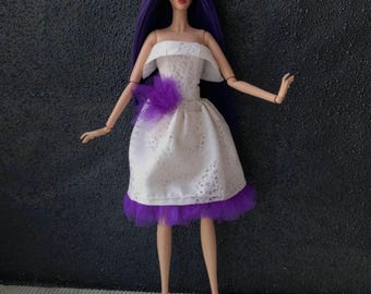 Doll outfit, white cocktail dress fit for Fashion dolls 1/6 scale, 11,5-12 inches, 29-32 cm, doll clothes