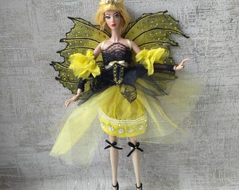 Fantasy fairy doll outfit only,set clothes 9 pcs for Fashion dolls 1/6 scale,11,5-12 in., 29-32 cm,collection one of kind art doll gown