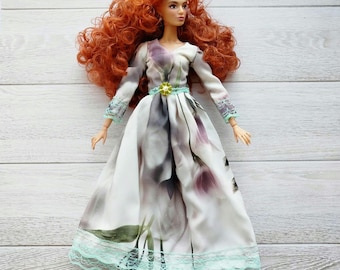 Doll flowers long dress fit for Fashion dolls 1/6 scale, 11,5-12 inches, 29-32 cm,dolls clothes,ball gown, outfit