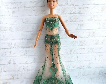Doll long lace dress fit for Fashion doll 1/6 scale,11,5-12 inches,29-32 cm, doll outfit clothes,mermaid doll dress