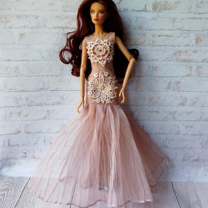 long doll dress Pink Evening Dress 1/6 Doll Clothes Clothing Princess Wedding Party Gown 11.5"
