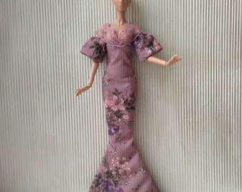 Doll's outfit, long dress 1/6 scale dolls, 11.5-12 inches, 29-32 cm, doll clothes