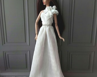 Doll's wedding long chiffon dress for 1/6 scale dolls, 11.5-12 inches, 29-32 cm, bride doll dress clothing,outfit, clothes