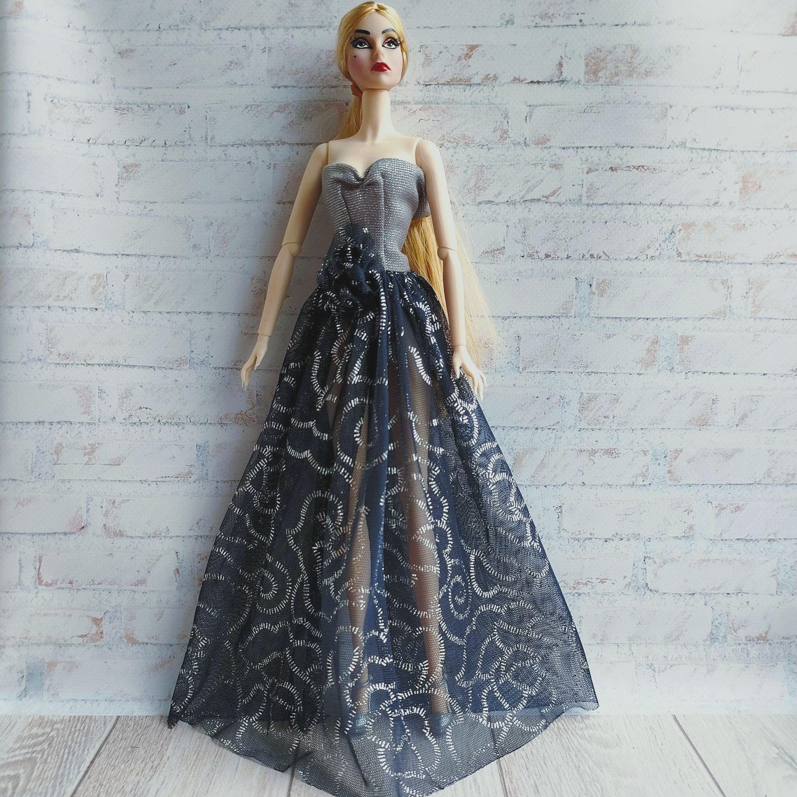 Outfit, long shiny dress for Fashion dolls 1/6 scale, 11,5-12 inches, 29-32 cm, doll clothes