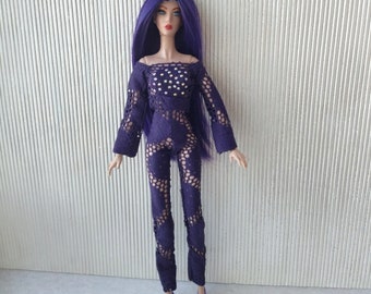 Doll's outfit, violet jumpsuit fit for Fashion dolls 1/6 scale, 11.5-12 inches, 29-32 cm, doll clothes