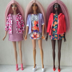 Doll&#39;s outfit, set clothing cotton jacket and dress fit for Fashion dolls 1/6 scale, 11,5-12 inches, 29-32 cm, summer doll clothes