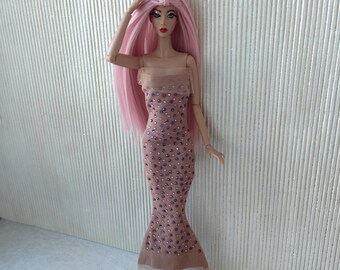 Doll's outfit, dress with ringstones fit for Fashion dolls 1/6 scale, 11.5-12 inches, 29-32 cm, doll clothes