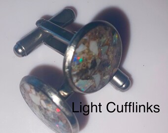 Boutons De Manchette Pour Homme En Argent Sterling 925 - Avec Opales Naturelles - Fait Main - Neuf Avec étiquettes