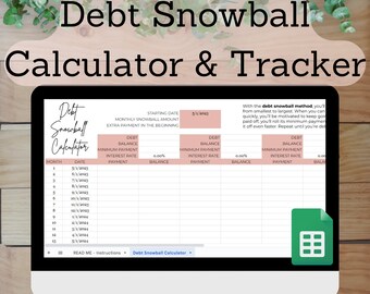 Può includere: Un modello di foglio di calcolo di Google Sheets per tenere traccia del debito utilizzando il metodo della palla di neve. Il foglio di calcolo ha colonne per il mese, la data, il saldo del debito, il pagamento minimo, il tasso di interesse e il pagamento. Il foglio di calcolo è intitolato "Calcolatore e tracker della palla di neve del debito".