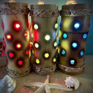 Starlite Tiki Bar Pendent Light Real Bamboo Vintage Swag Design 12-Inch-Tall Home Sized