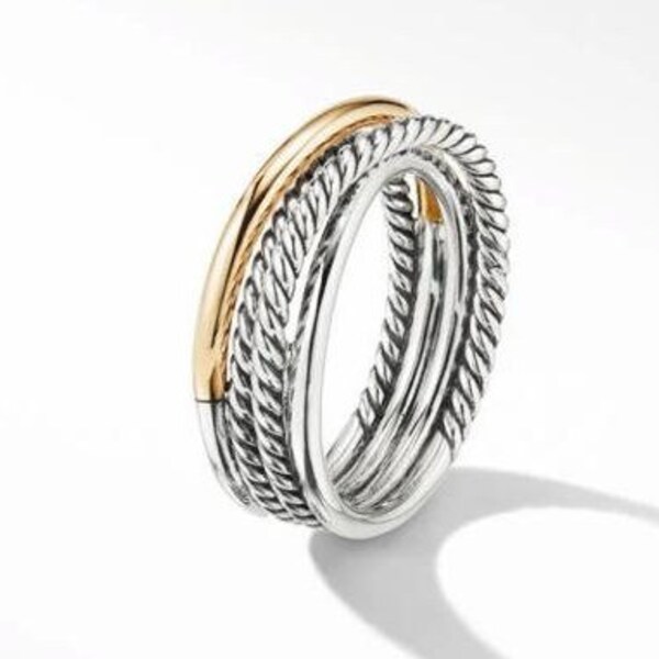 Two Tone Rope Edge Turquoise Ring