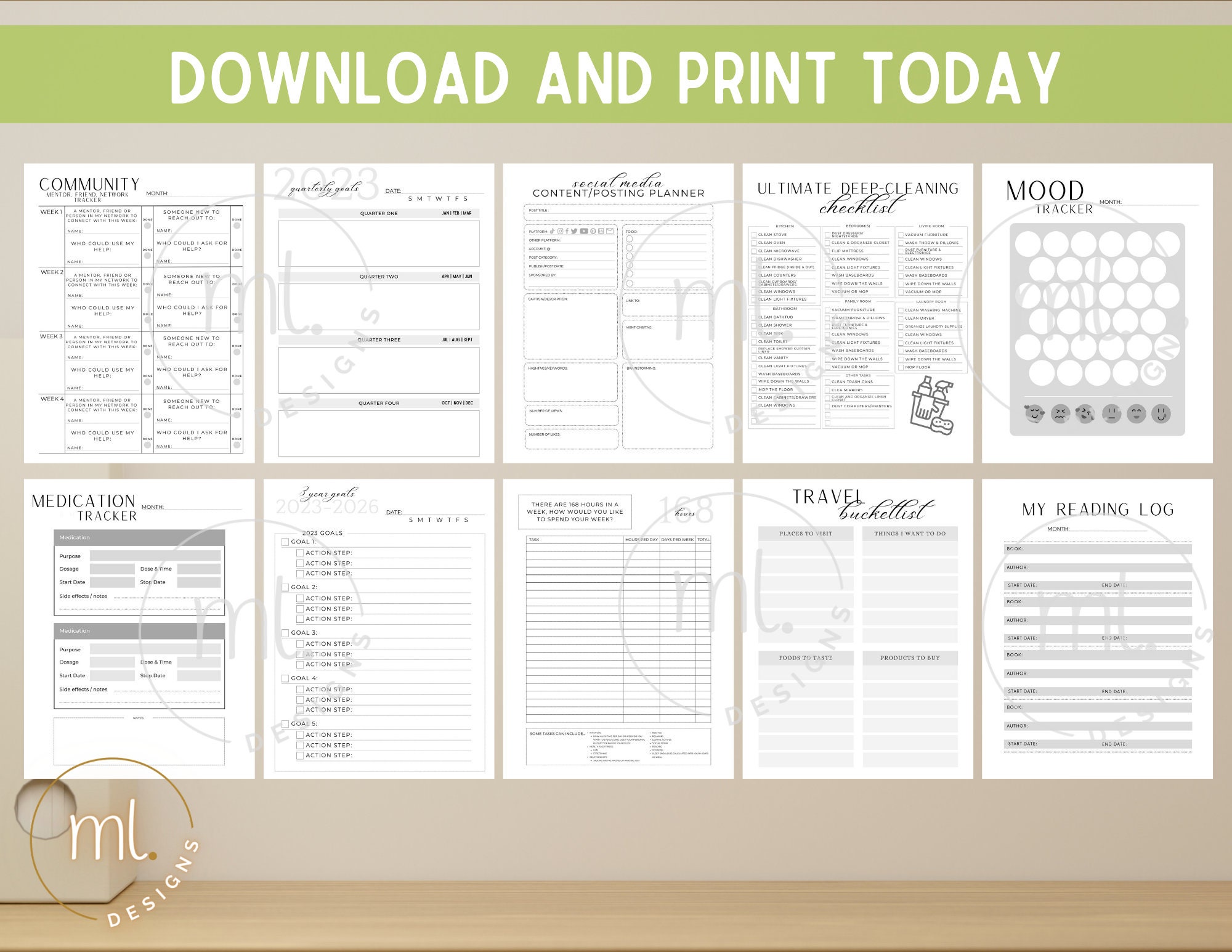 Growth Mindset YEARLY PLANNER | Worksheets for Adults | Printable ...