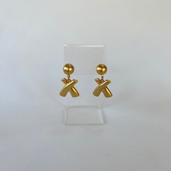 Diamond XO Gold Drop Earrings Gem