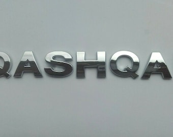 Chrome 3D Car Letters Self-adhesive boot badge emblem sticker Spelling QASHQAI