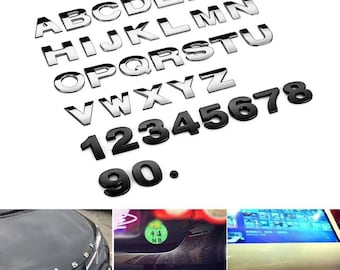 Black / Chrome 3D Self-adhesive Car Letter number car badge door sticker Home & Auto. 25MM Height.