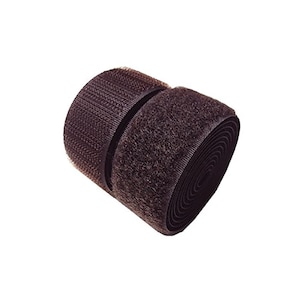 May include: A roll of brown hook and loop fastener tape. The tape is rolled up and is ready to be used for a variety of projects.