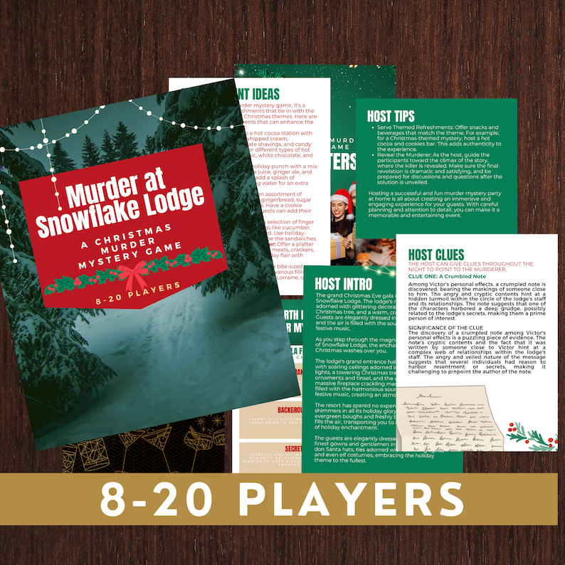 Christmas Murder Mystery Game for up to 20, Holiday Family Murder ...