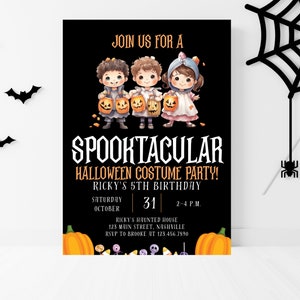 Kids Halloween Birthday Invitation, Editable Halloween Party Invite, Kids Costume Party Birthday, Hey Boo Spooky Invitation, HAL5