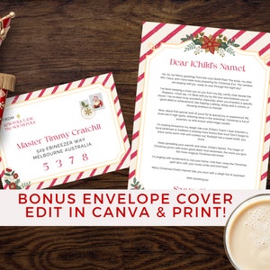 Official Santa Claus Letter From North Pole, Christmas Eve Box Santa Certificate, North Pole Envelope Cover, Christmas Letter, Edit in Canva