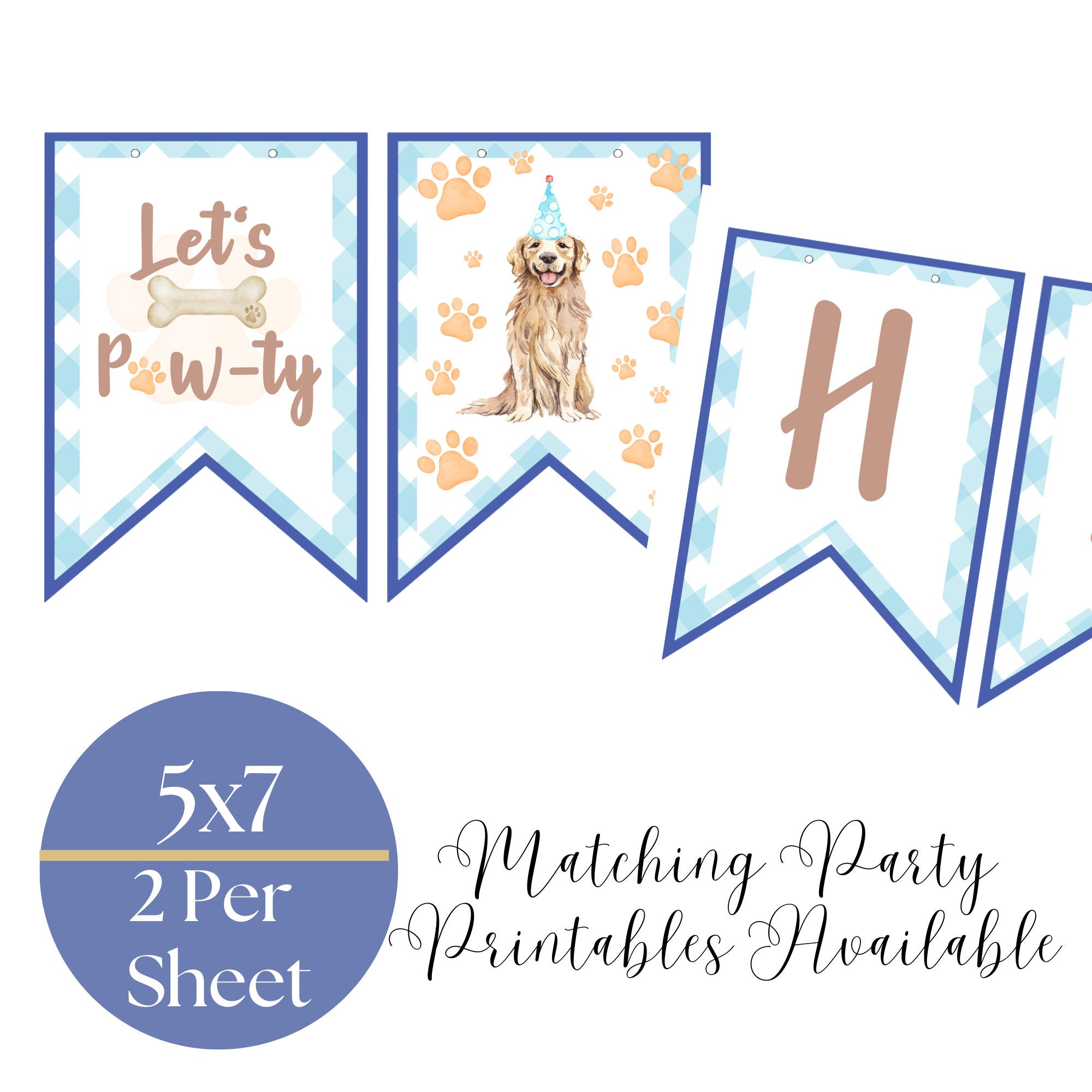 PRINTABLE Dog Happy Birthday Banner, Puppy Birthday Bunting, Dog Theme