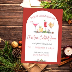 Christmas Party Invitation, Christmas Cocktails Party Invite, Christmas Party Printable, Holiday Party Invitation, Christmas Invitation