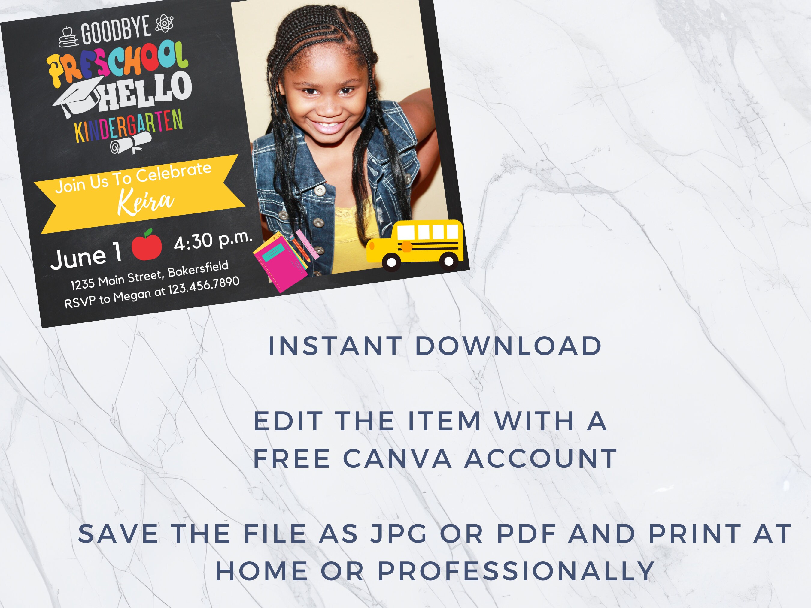 Printable Preschool Graduation Party Pre-k Invitation, PRE K Digital ...