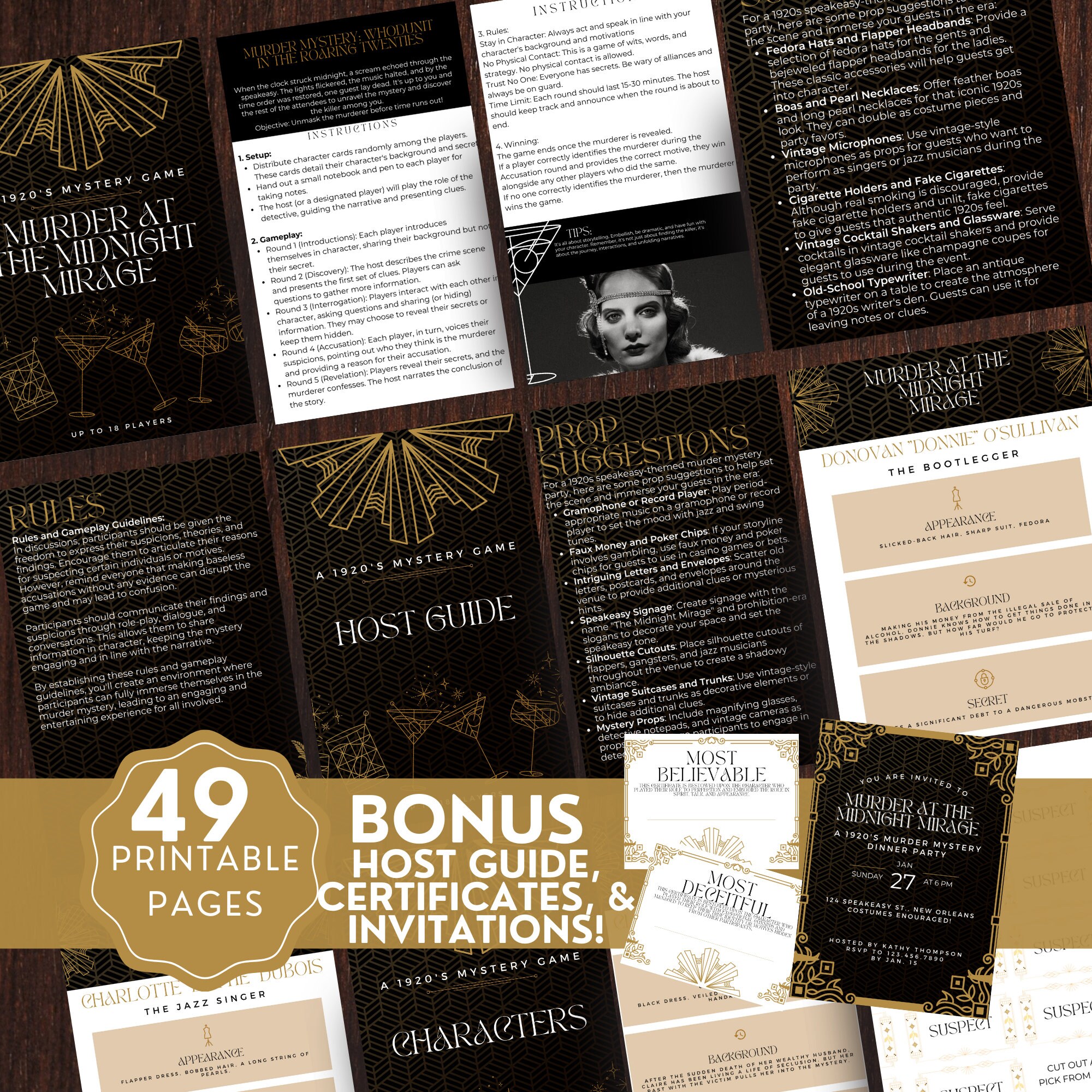1920s Murder Mystery Game for up to 18, Speakeasy Murder Mystery Dinner ...