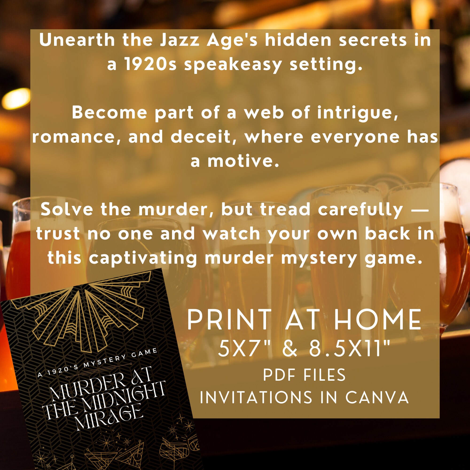 1920s Murder Mystery Game for up to 18, Speakeasy Murder Mystery Dinner ...