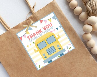 School Bus Driver Appreciation Tag, Happy First Day Back to School Tags, Thank You Favor Tags, Gift Tag, Pastel School Printable