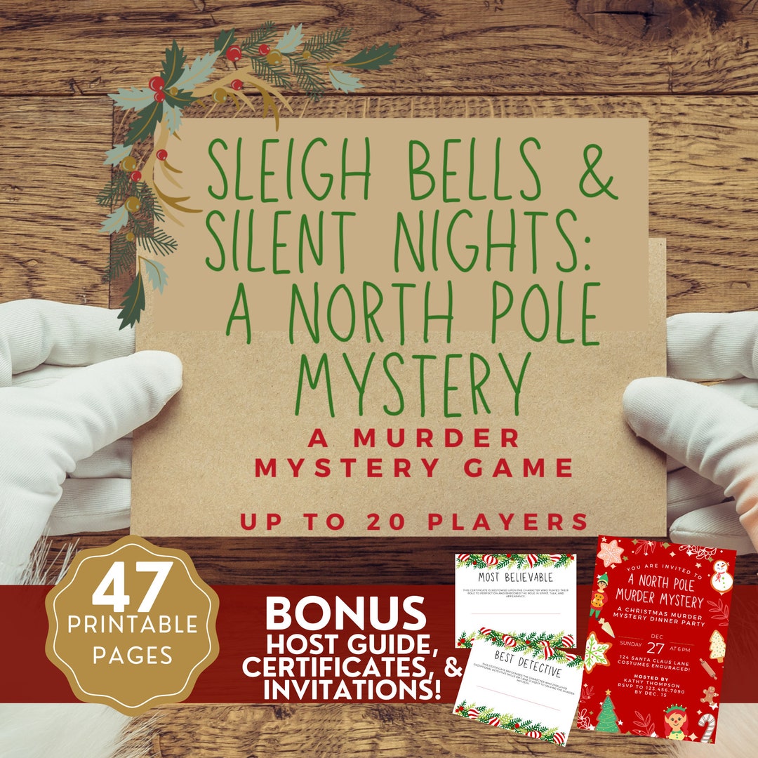 Christmas Murder Mystery Game for up to 20, Santa Murder Mystery Dinner, Printable Invitation