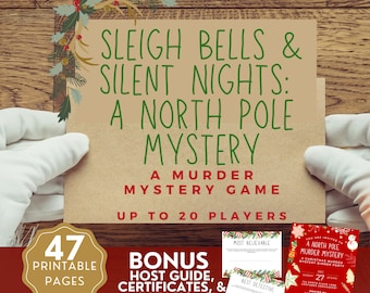 Christmas Murder Mystery Game for up to 20, Santa Murder Mystery Dinner, Printable Invitation, Certificates, Host Guide, Downloadable