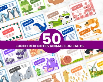 50 Animal Fun Facts Lunch Box Notes for Kids (Printable)