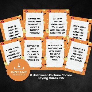 Halloween Glückskeks Spruch Karten, Halloween Geburtstagsparty lustige Sprüche Karten, Positive Nachricht 10x15 cm Karten, Gruselige Halloween Party Karten