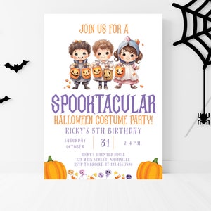 Kids Halloween Birthday Invitation, Editable Halloween Party Invite, Kids Costume Party Birthday, Hey Boo Spooky Invitation, HAL4