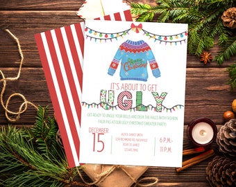 Ugly Sweater Party Invitation Christmas Tacky Sweater Party Invite Eat Drink And Be Ugly Sweater Party Invite Instant Download Editable