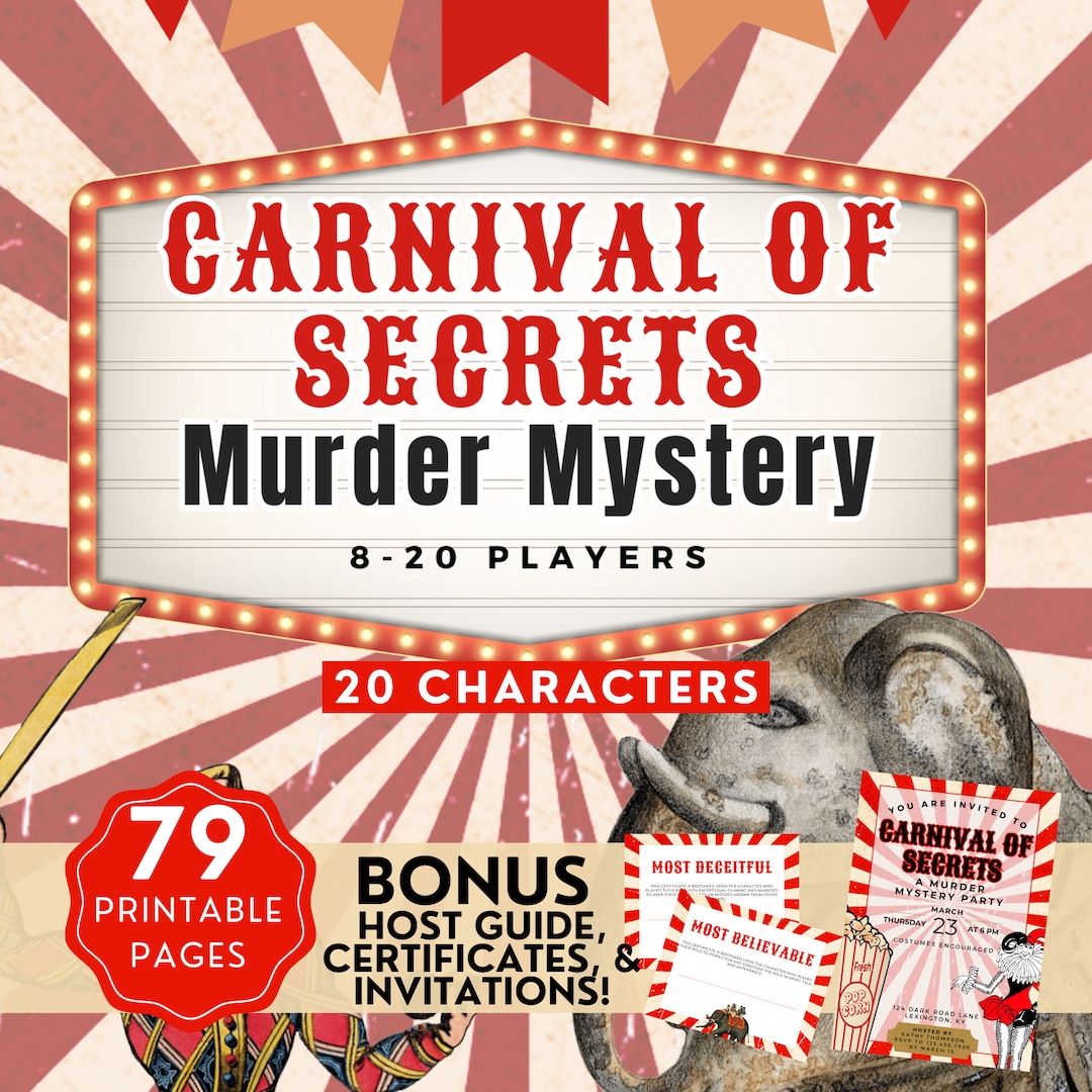 Carnival Murder Mystery Game for up to 20 Holiday Family - Etsy UK
