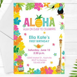 Luau Birthday Invitation Instant Download, Aloha Summer Birthday, Beach Tropical Invite, Adult Birthday Invitation, Pool Party Invitation