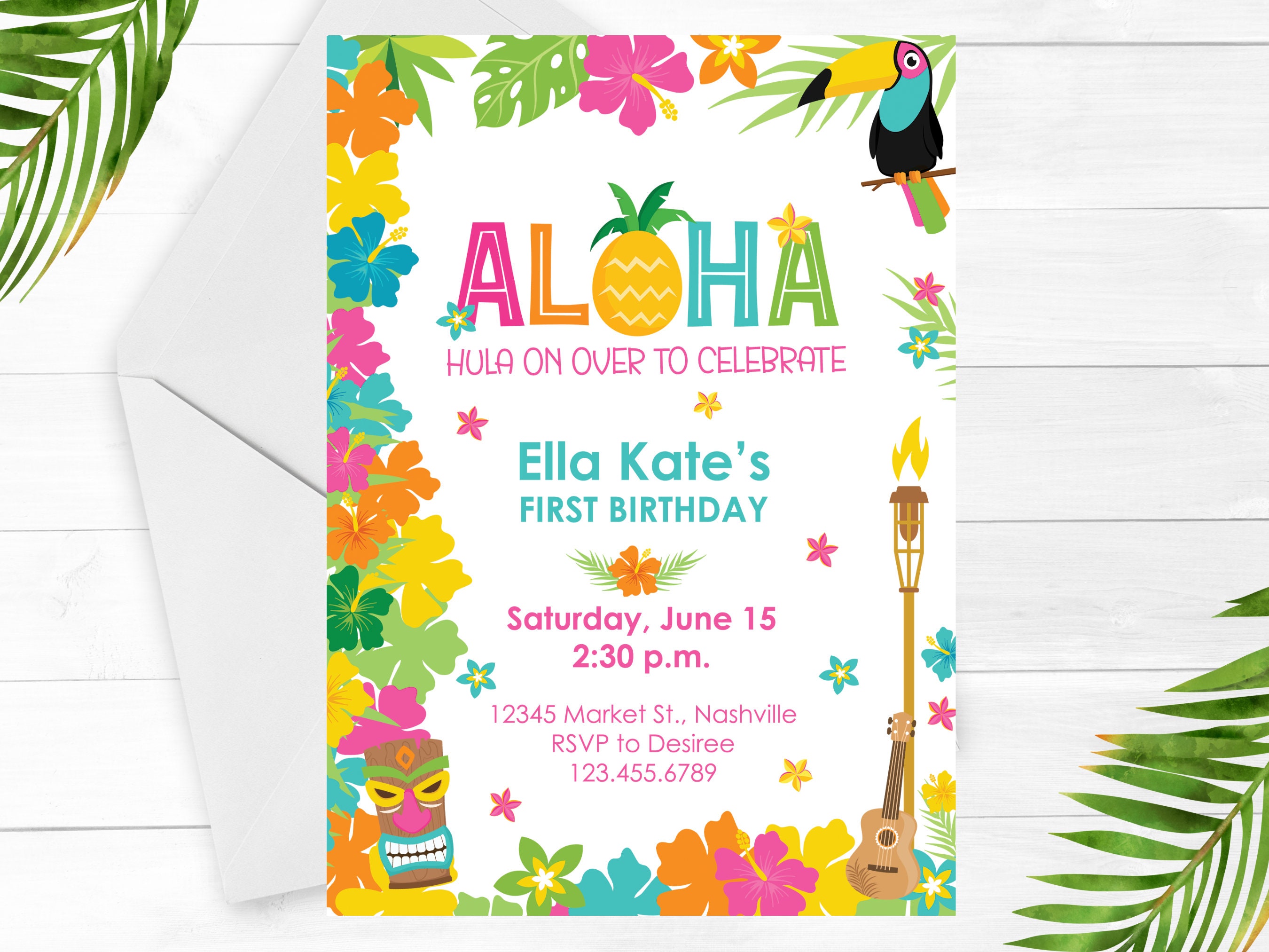 Luau Birthday Invitation Instant Download Aloha Summer Birthday Beach Tropical Invite Adult Birthday Invitation Pool Party