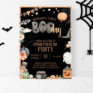 Halloween Birthday Invitation, Any Age, First Birthday Halloween Invite, Two Spooky Birthday Invitation, Costume Party Invitation HAL15