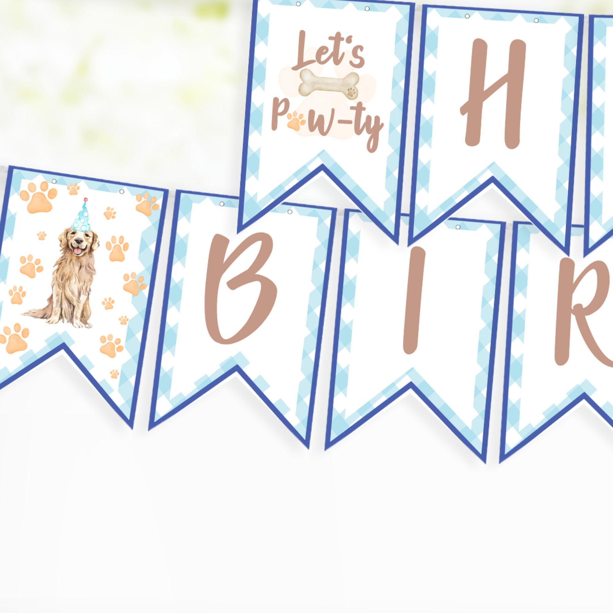 PRINTABLE Dog Happy Birthday Banner, Puppy Birthday Bunting, Dog Theme Puppy Pawty Birthday ...