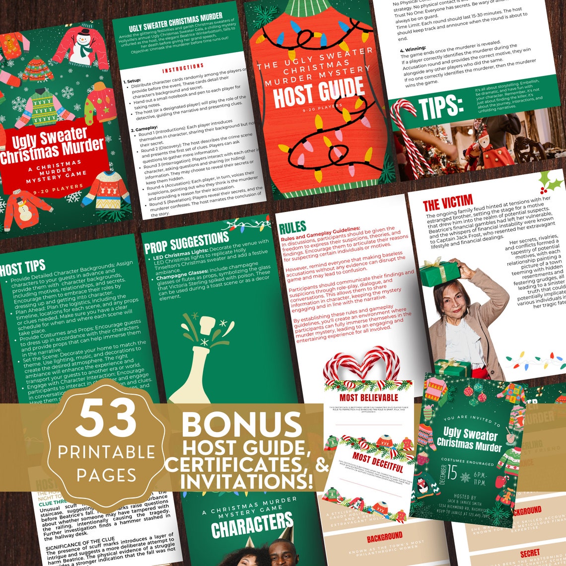 Christmas Murder Mystery Game for up to 20, Ugly Christmas Sweater ...