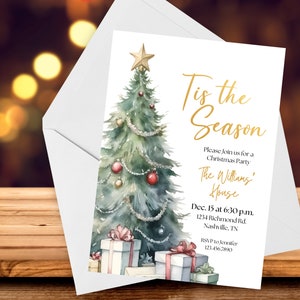 Christmas Invitation, Christmas Trees Party Invitation, Holiday Trees Invitation, Work Christmas Party Invite, Editable Holiday Party Invite