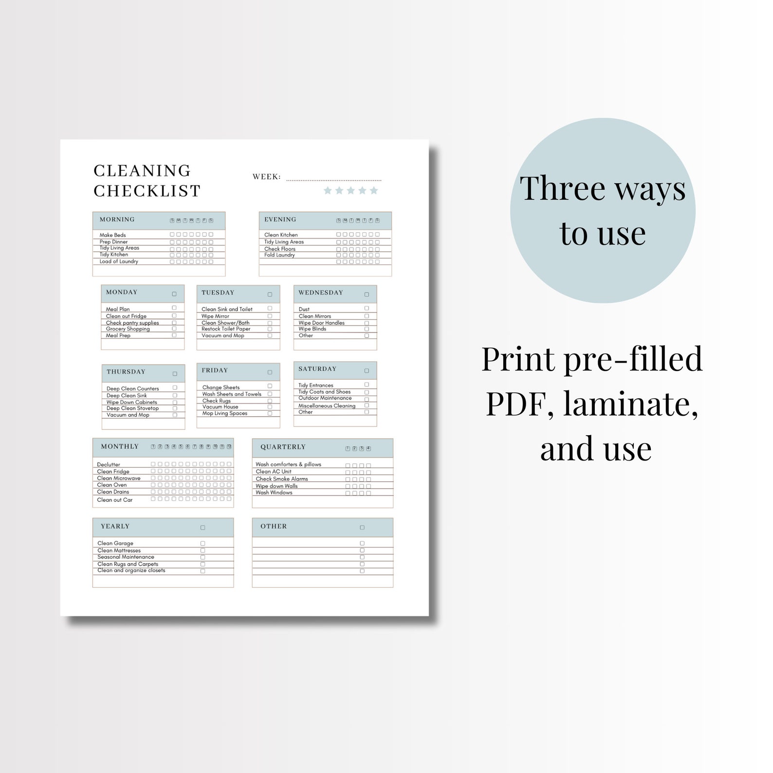 Cleaning Checklist | Editable Canva Cleaning Template | Daily | Weekly ...
